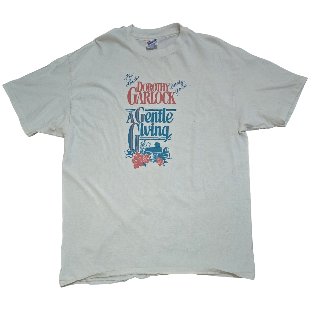 90s Vintage Dorothy Garlock Gentle Giving Romance Novel Shirt AUTOGRAPHED